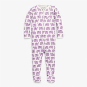 Primary Organic Cotton Baby Purple Elephant Print One Piece Footie, size 0-3mo